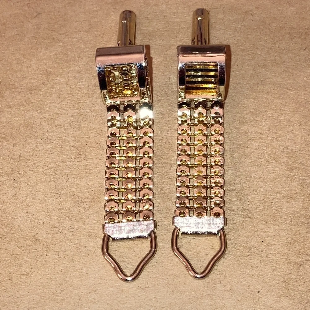 🐸 Men’s Goldtone Chain/Belt CUFFLINKS; As Is